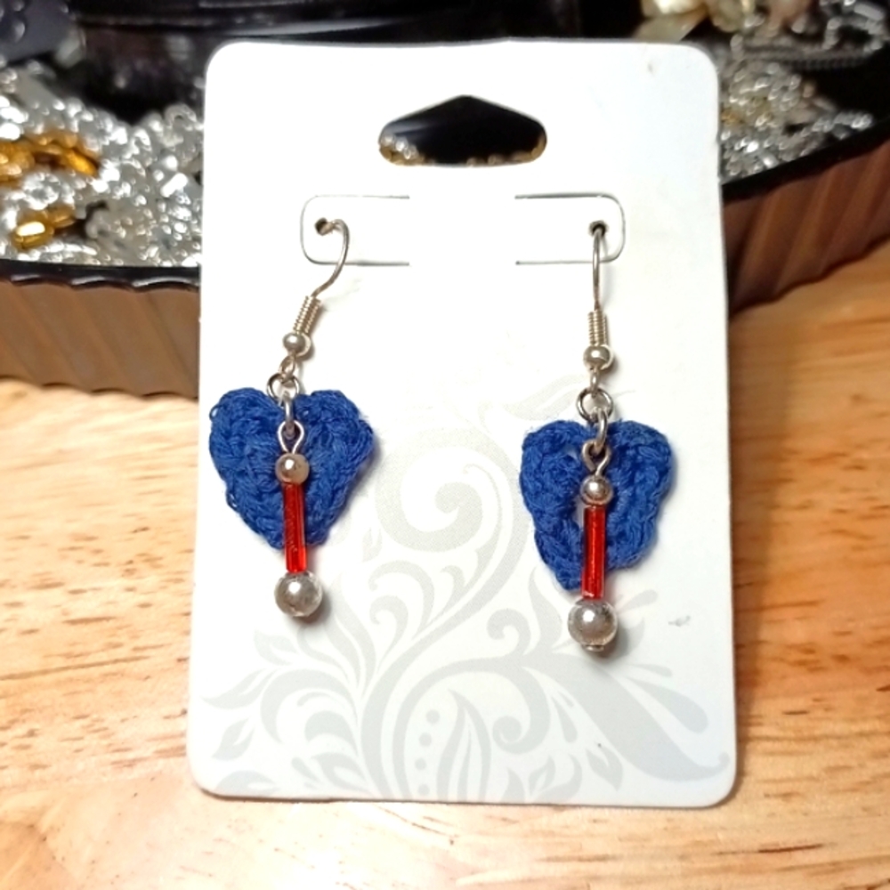 Crocheted & beaded heart Earrings
